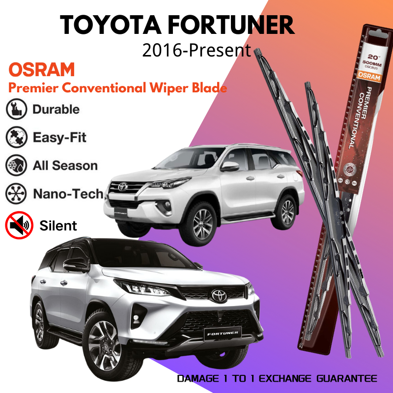 Toyota Fortuner 2016-Present SW4 Osram ชุดปัดน้ําฝนกระจกหน้ารถ Premier Conventional Blade