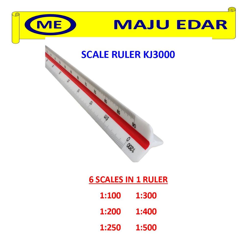 TRIANGLE SCALE RULER 30CM KJ3000 (RATIO 1:100 - 1:500)