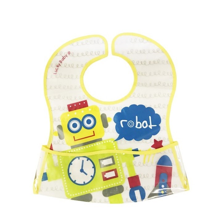 Lucky Baby Primo Ezee Clean Bib - หุ่นยนต์ 6+ เดือน