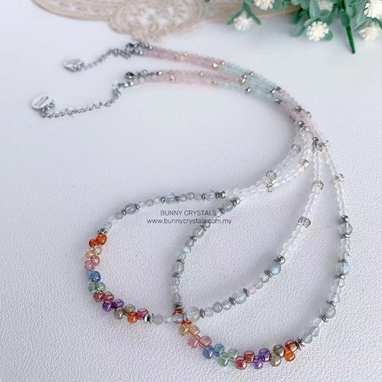 ธรรมชาติสี่ควอตซ์แฮนด์เมด Jewellery สร้อยคอ 天然时尚四宝水锁骨คริสตัลสร้อยคอ MND039