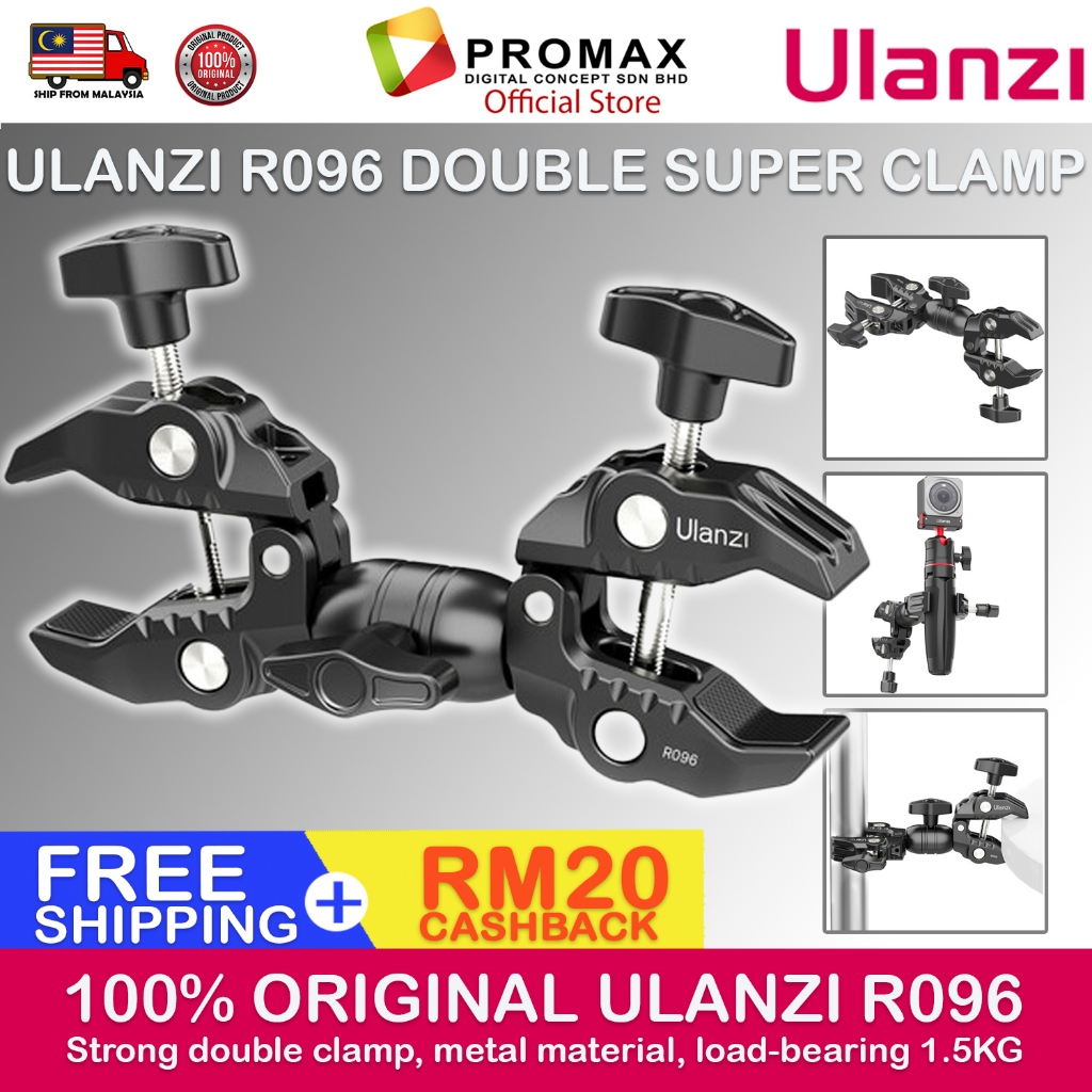 Ulanzi R096 Double Super Clamp Articulating Magic Arm 2pcs Super Clamp Crab Plier คลิป Dual-Head Sup