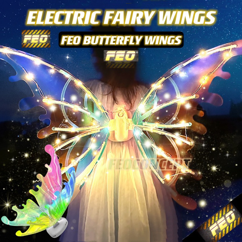 FEO ไฟฟ้า Elf ปีก Fairy Wings ผีเสื้อคอสเพลย์เครื่องแต่งกายอุปกรณ์เสริม Angel Wings เด็กวันเกิด Part