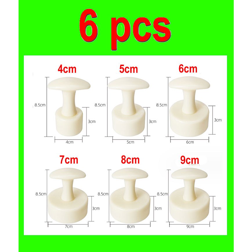 6 ชิ้น 4 ซม., 5 ซม., 6 ซม., 7 ซม., 8 ซม., 9 ซม. Tart Tamper Tart Presser Tart Shell Maker