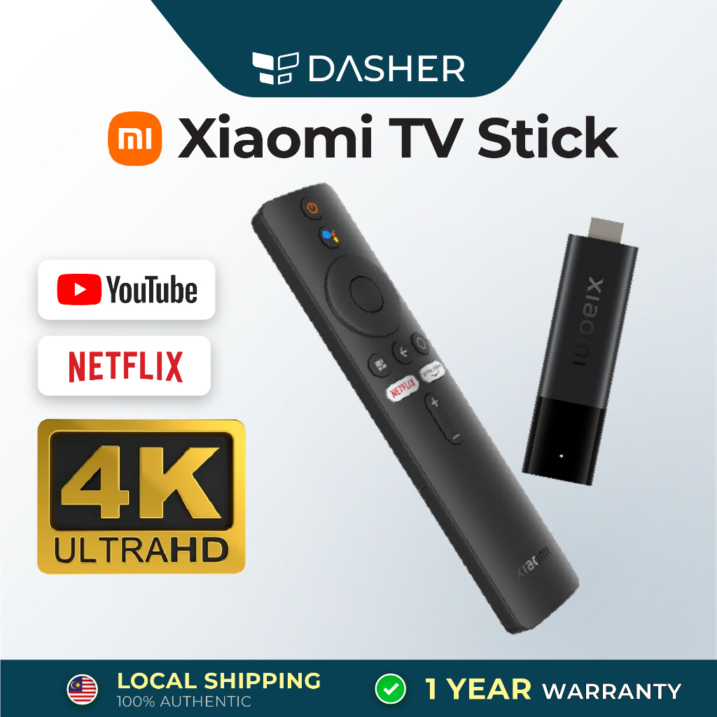 Xiaomi Mi TV Stick 1080p / ใหม่ 4K Android TV Chromecast WiFi Bluetooth Netflix English UI, 小米, แบบพ