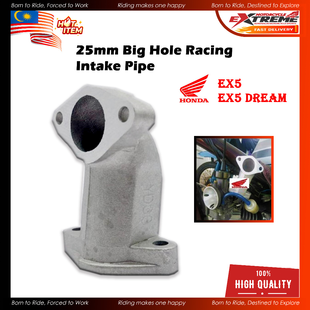 25 มม.Big Hole Racing ท่อไอดี Besar Tengkok Paip PNP Honda Ex5 Dream Class Kris110 Lagenda Srl115