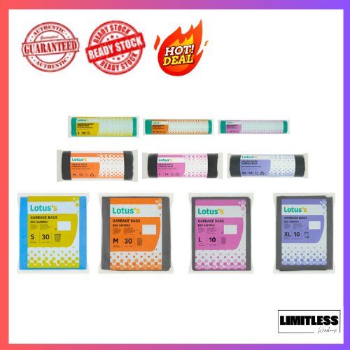ถุงขยะ Lotuss (Tesco) - Oxo-Biodegradable/Heavy Duty/Valuy - Roll/Flat Pack - S/M/L/XL