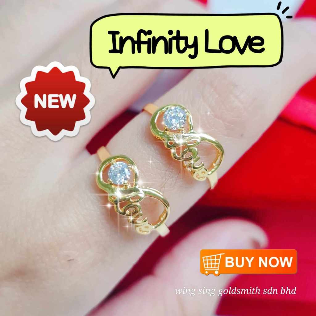 Wing Sing Cincin Infinity Love Zircon Tunang Fesyen Padu Emas 916 / 916 Gold Solid Zircon แหวนแฟชั ่ น