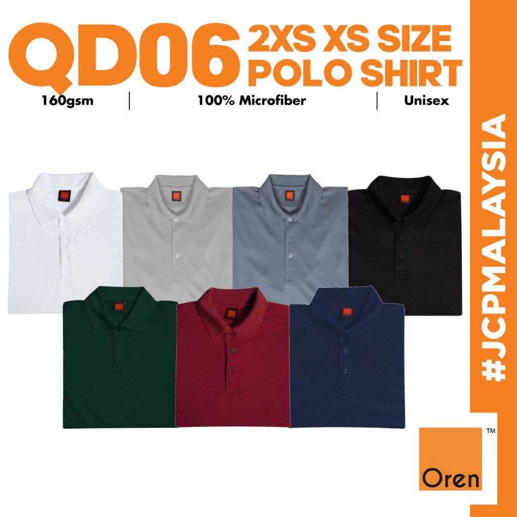 JCP x ORN SPORT 2XS XS ขนาดเล็กแห้งเร็วเสื้อโปโลชุดกีฬา Unisex Cool Fit ไมโครไฟเบอร์ธรรมดาโปโล QD06 