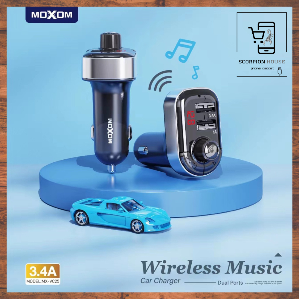 MOXOM MX-VC25 3.4A พอร์ต USB คู่บลูทูธไร้สายเครื่องส่งสัญญาณเพลงอะแดปเตอร์ชาร์จในรถยนต์