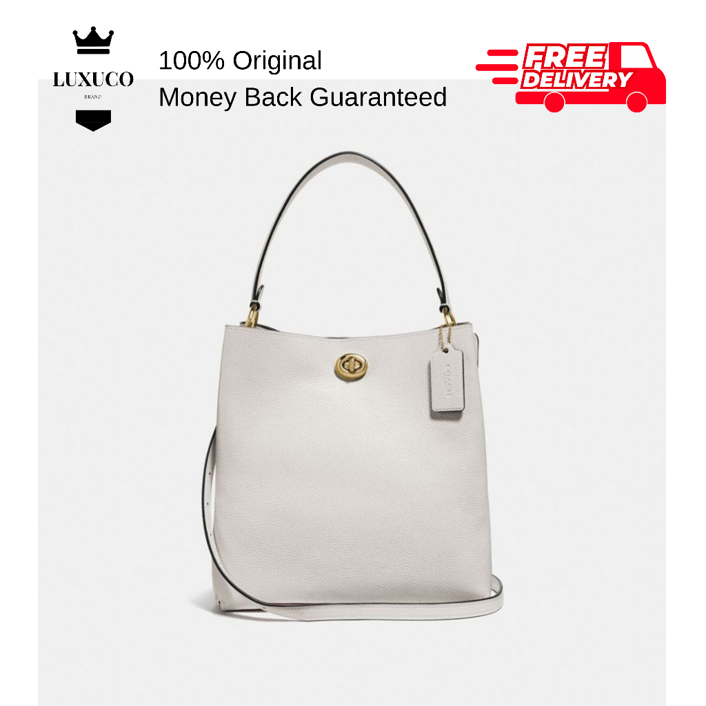 [Luxuco] Coach Charlie Bucket Bag 55200 กระเป๋าถือผู้หญิงสีขาว Sling Shoulder Crossbody Beg