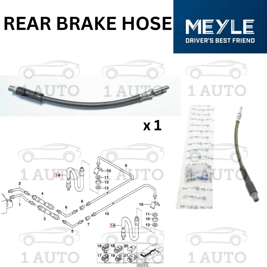 MEYLE GERMANY REAR BRAKE HOSE BMW E39 520i 523i 525i 528i 530i