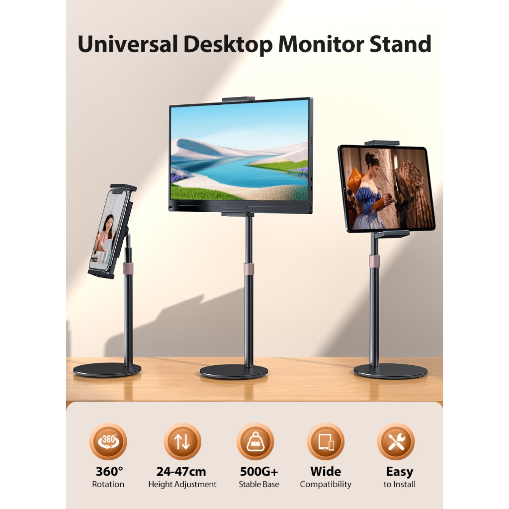 Uperfect [ การจัดส ่ งในพื ้ นที ่ ] ขาตั ้ งแบบพกพาพร ้ อมสกรูมือ Uperfect 7 ถึง 17.3 นิ ้ ว Freestanding VESA Monitor Desk Mount