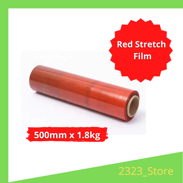 RED COLOUR STRETCH FILM WRAPPING FILM 500MM X 1.8KG