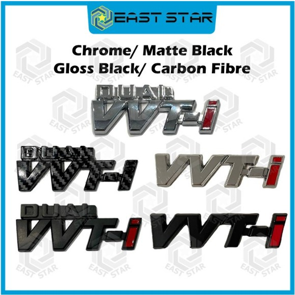 Perodua Toyota Dual VVT-i VVT-i โลโก้สัญลักษณ์เปลี่ยนโลโก้ Chrome Matte Black Carbon Fibre