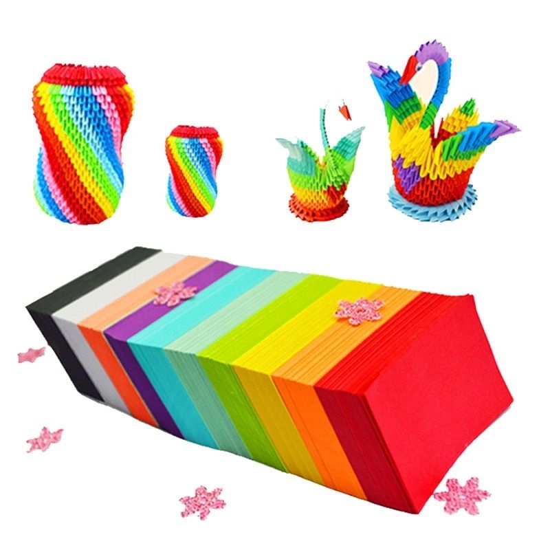4x6 ซม. 100 ชิ้น 3D Origami กระดาษที่มีสีสัน 3D กระดาษ 4x6 ซม. 100 手工三角纸
