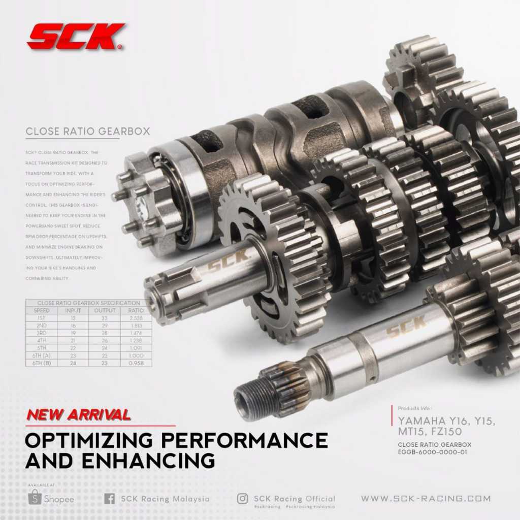 ใหม่ SCK Y15 / Y15ZR V1 V2 LC 5S Y16 RACING GEAR BOX 6 สปีด FULL SET TRANSMISSION