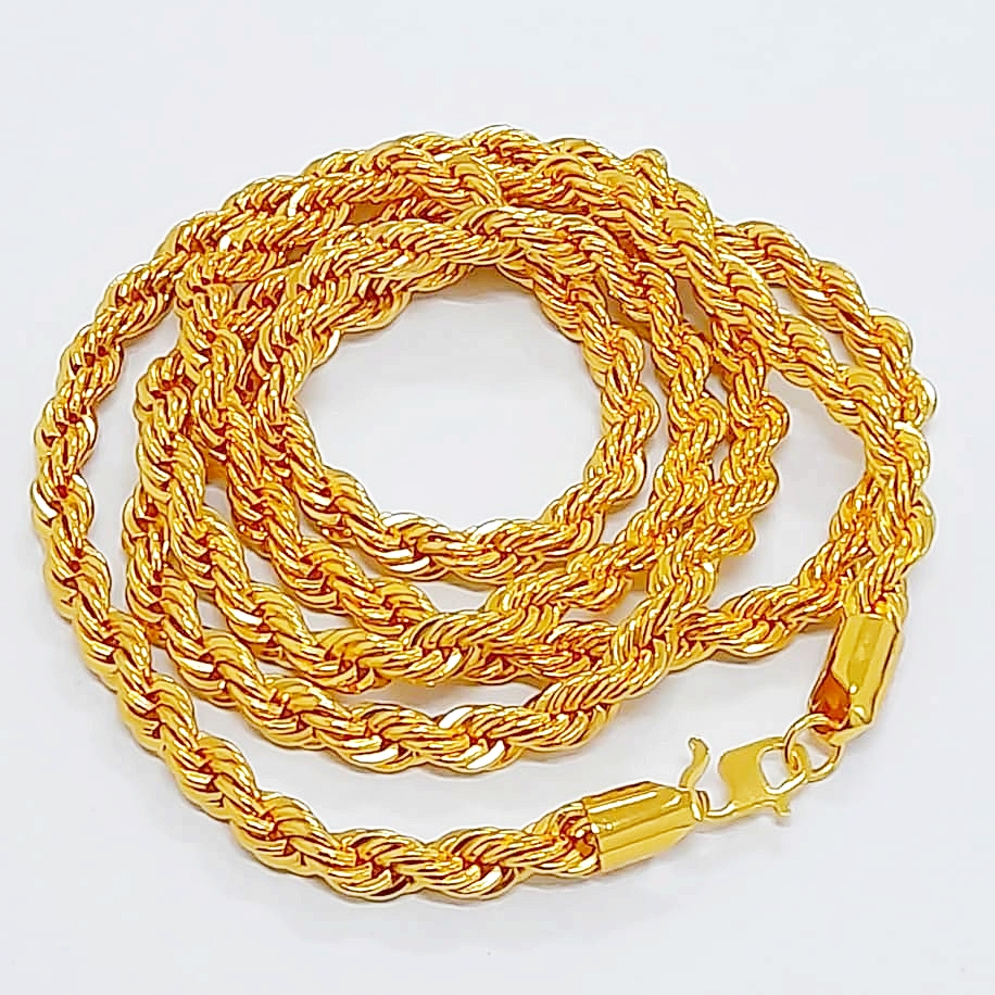 70ซม.75ซม.สายคล้องคอUnisex 24Kชุบทองเกาหลี