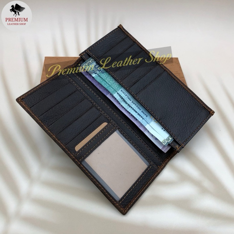 Full Leather Men Wallet Long Wallet Cow Leather Wallet Dompet Panjang Lelaki - รูปที่ 5