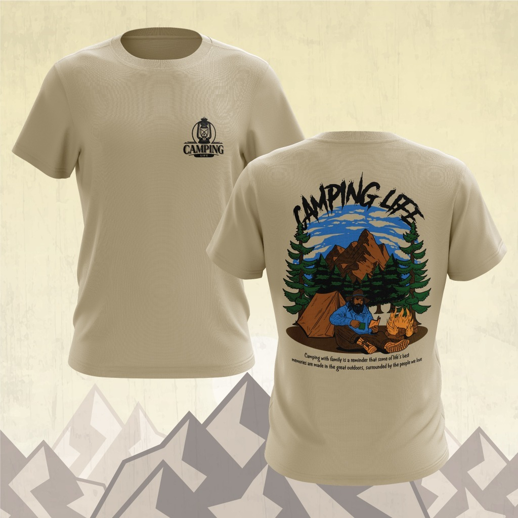 เสื้อยืด CAMPING LIFE KAKIS