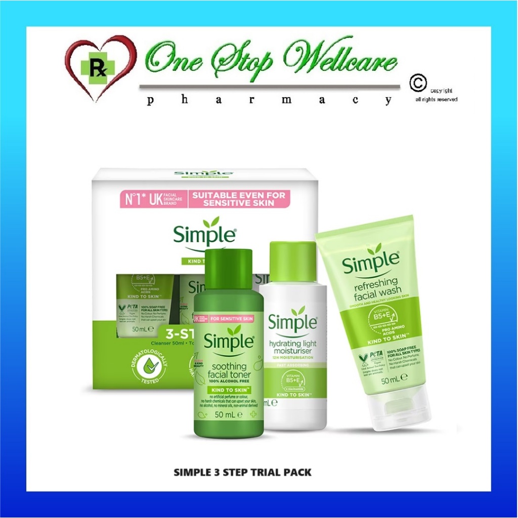 SIMPLE 3 STEP TRIAL PACK (RESHING WASH + TONER + MOISTURIZER) (EXP:03/2027)