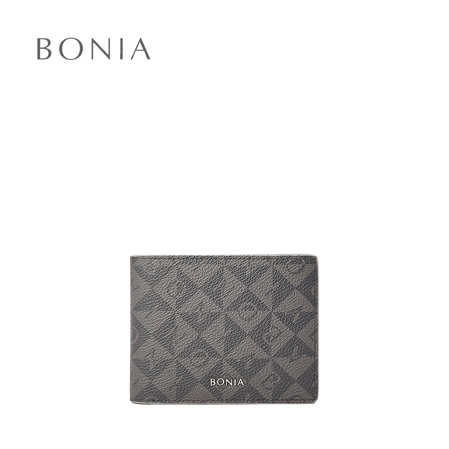 กระเป๋าสตางค์ ใส่บัตรได้ 8 ใบ ลาย Bonia Alvaro Monogram ขนาดกลาง สีเทา