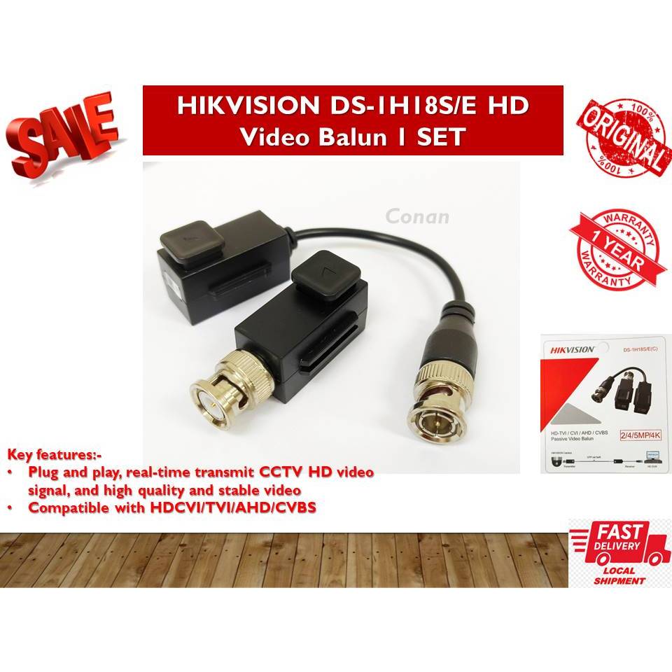 Hikvision สายเคเบิลส่งสัญญาณกล้องวงจรปิด TVI HDTVI HDCVI AHD CVBS DS-1H18S E-(C) 1 ชุด