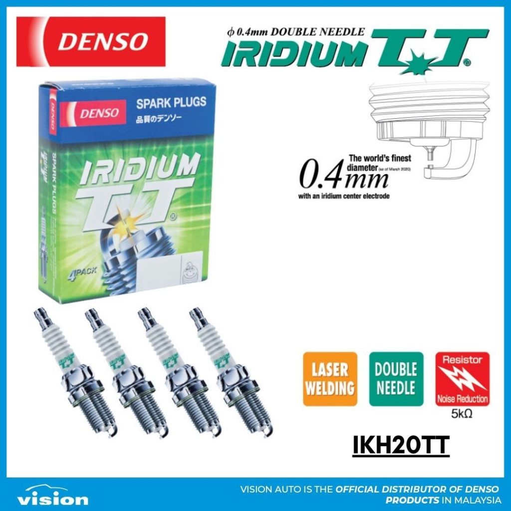 หัวเทียน DENSO Iridium TT IKH20TT สําหรับ TOYOTA Innova TGN40 Fortuner TGN51 / MITSUBISHI Grandis / 