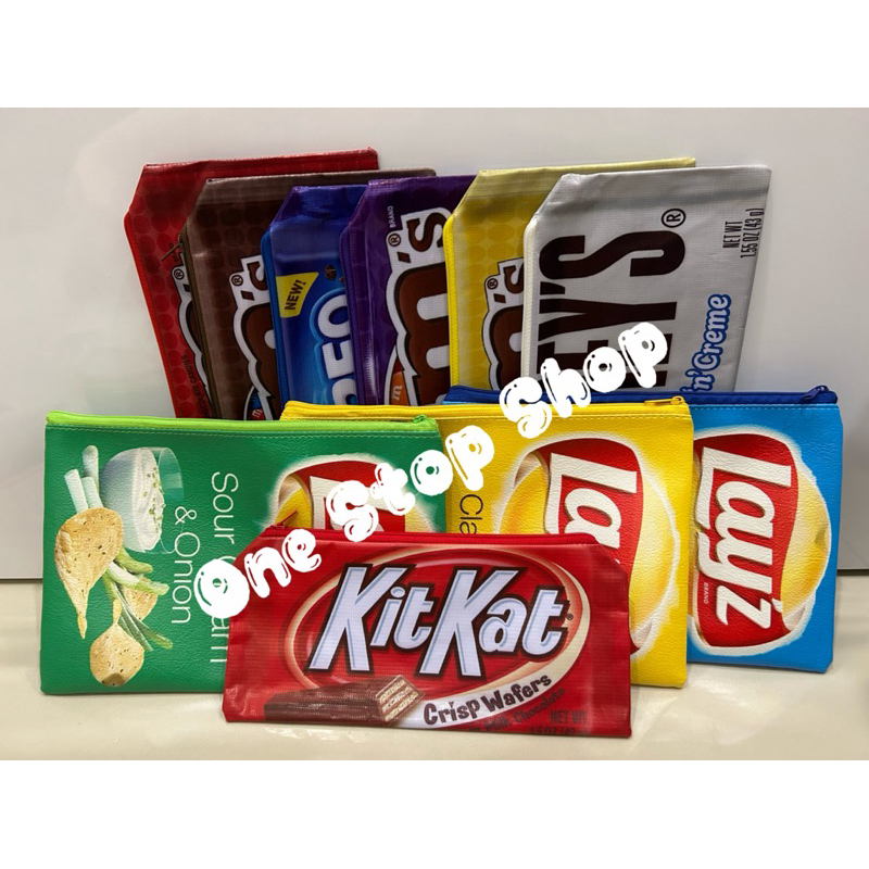 Layz, M&M, Hersheies, Oreo, Snickers, Dairy Milk and KitKat Zipper Bag Storage Ziplock Pencil Case F