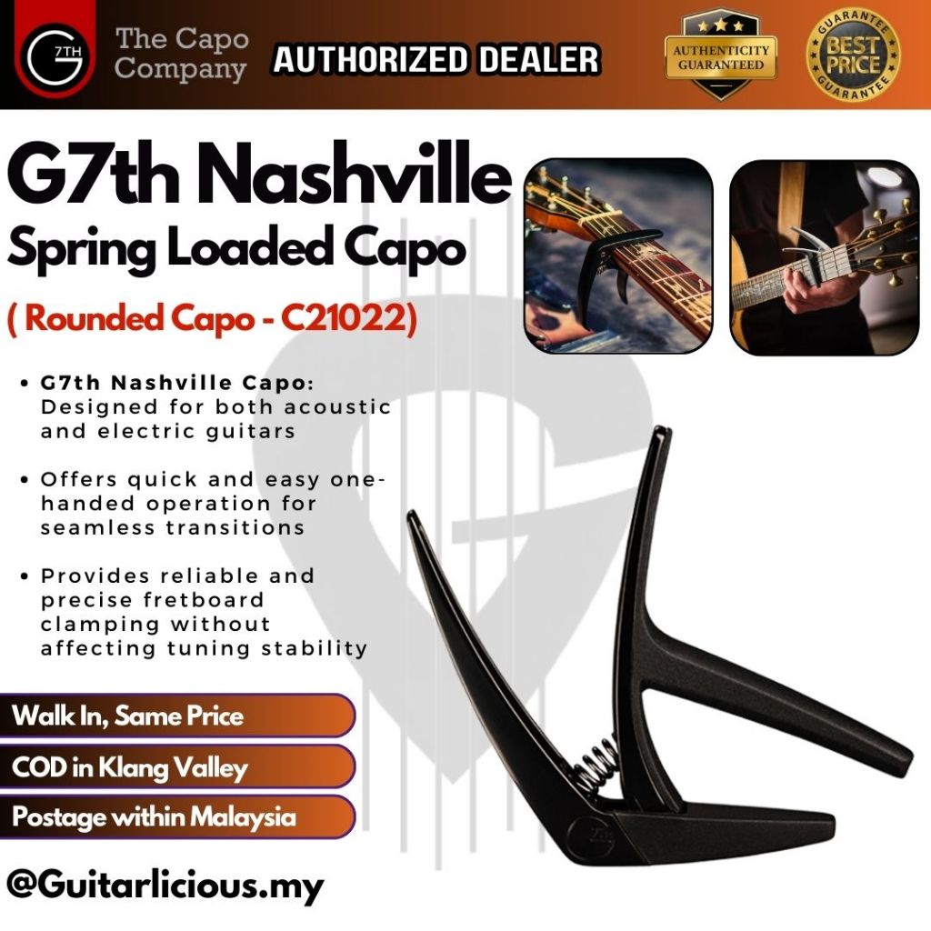 G7th Nashville Guitar Capo สําหรับ Acoustic & Electric Guitar - Nashville (Steel String Satin Black)