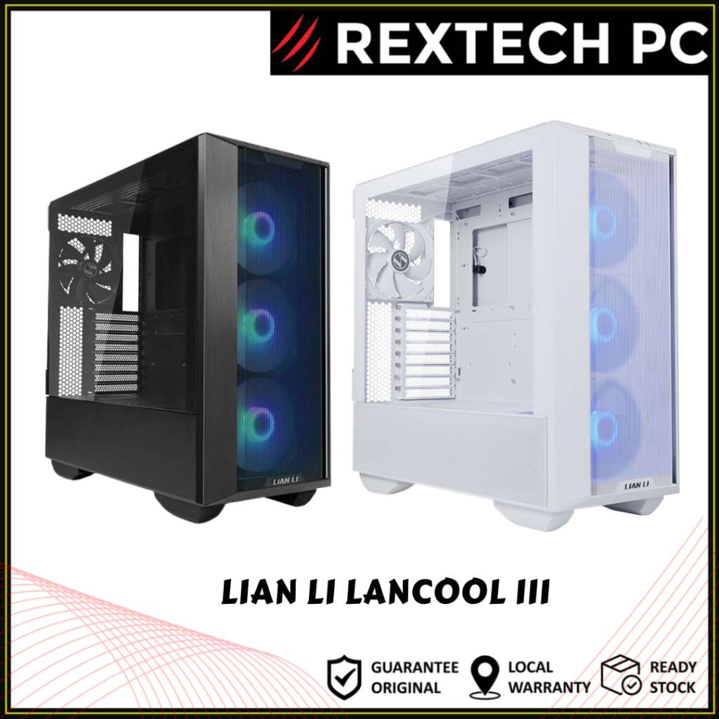 LIAN LI LANCOOL III RGB ATX PC Desktop Casing - สีขาว/ดํา