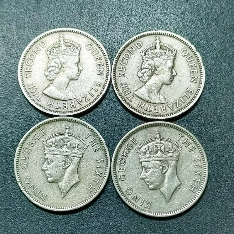 Malaya King & Queen 20 Cent 1950 -1961 ( 4 เหรียญ )