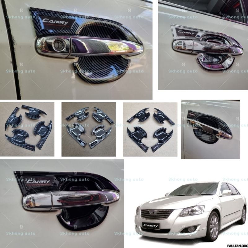 มือจับประตูรถยนต์ คาร์บอนไฟเบอร์ สําหรับ toyota camry acv40 2008-2012