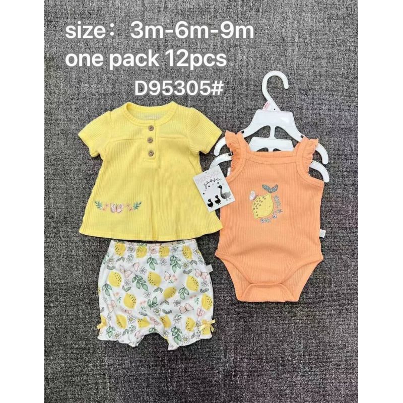 ชุดแบรนด์ 3 ชิ้น Baby Girl by Duck-Duck 03m-9m