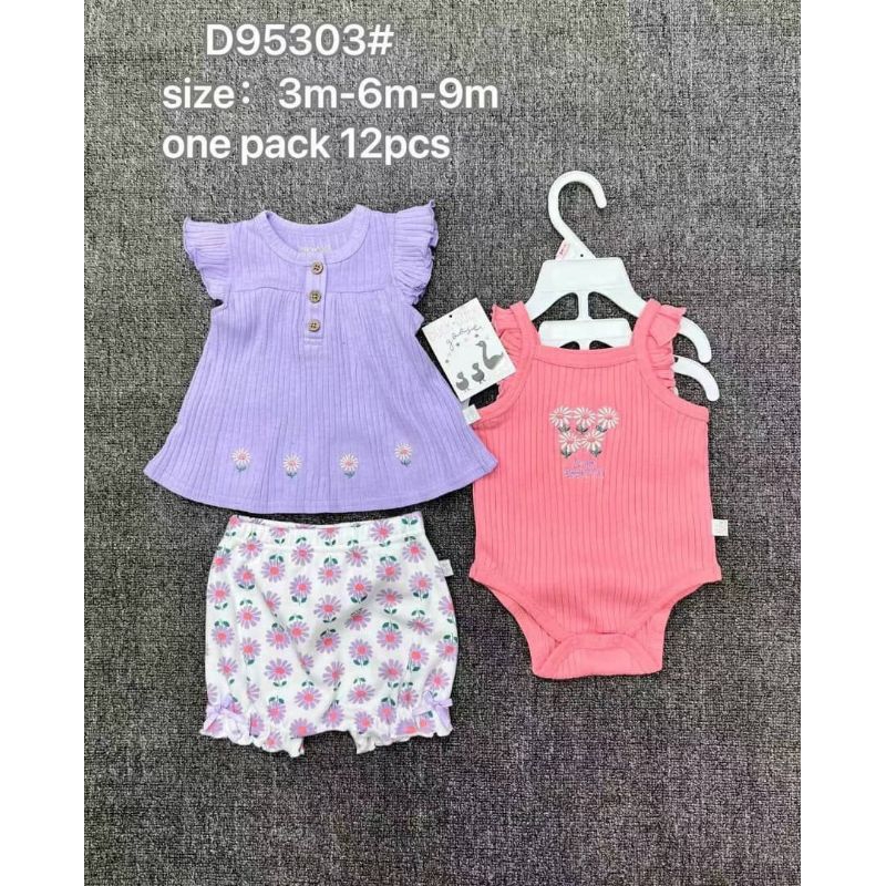 ชุดแบรนด์ 3 ชิ้น Baby Girl by Duck-Duck 03m-9m