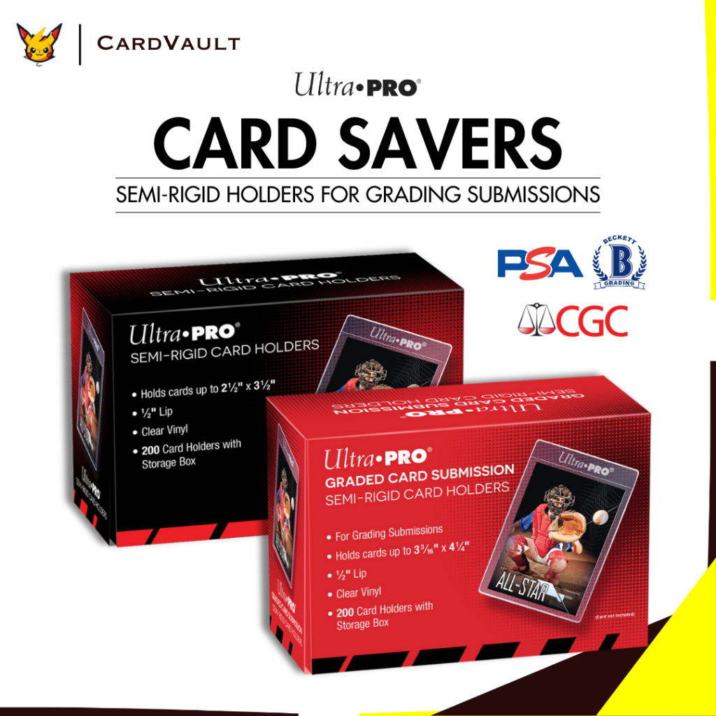 Ultra PRO Semi-Rigid Card Holders 1/2" Lip - Card Savers สําหรับ PSA BGS CCG Grading Submissions Pok