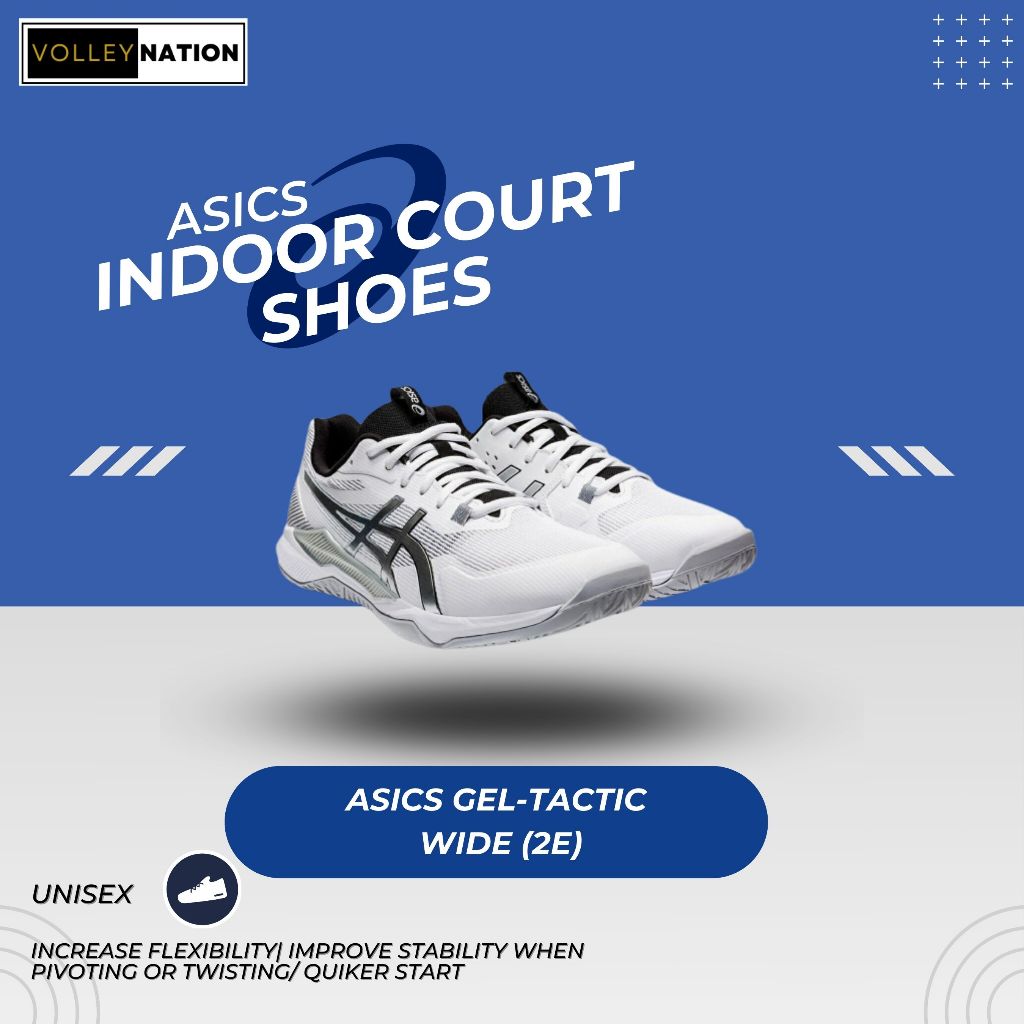 Asics Gel Tactic Wide(2E) สีขาว/เงินแท้