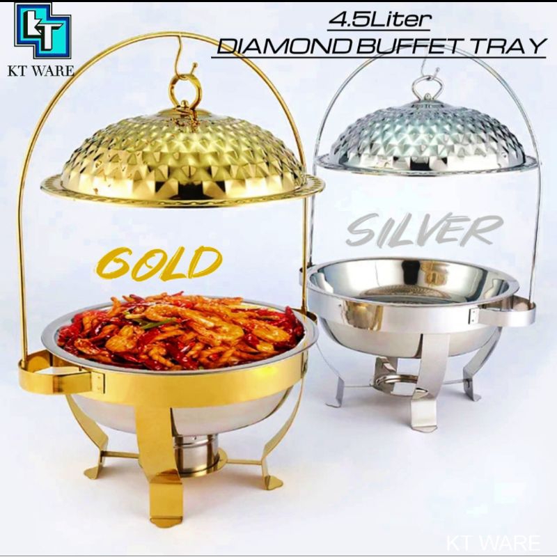 Kt WARE 4.5 ลิตร Hanged Chafer แขวน Chafing buffet ถาดจานมงกุฎซาอุดีอารบิกอุ่นอาหาร Kenduri Gantung Jamuan