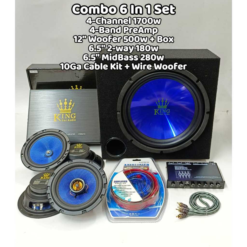 ประเภทอัพเกรด COMBO FULLSET 4-Channel 1700w Amp/PreAmp EQ/12" วูฟเฟอร์ 500w พร้อมกล่อง/6.5" BassMid 