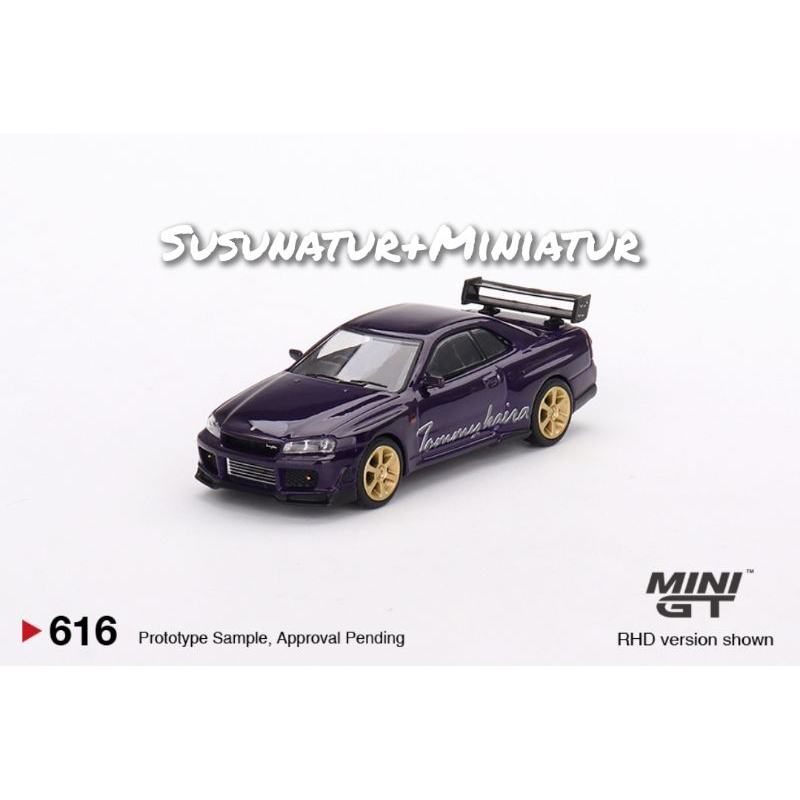Mini GT 616 Nissan Skyline GT-R (R34) Tommykaira R-z , Midnight Purple , RHD (1:64) รุ่น TSM