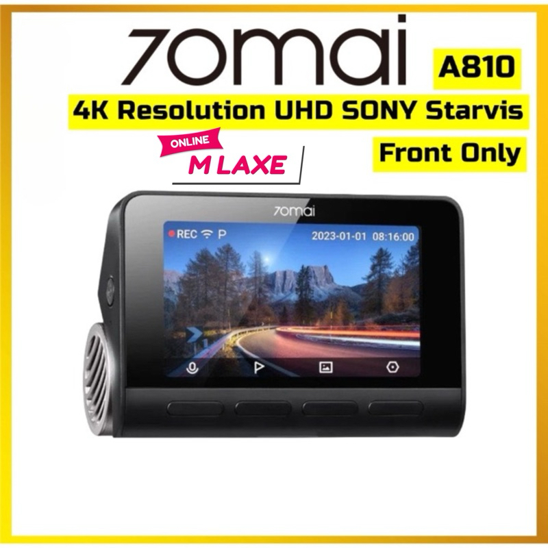 70mai A810 ด้านหน้าเฉพาะ Dash Cam ความละเอียด 4K เลนส์ Sony Starvis Dual Vision Recorder พร้อม GPS A