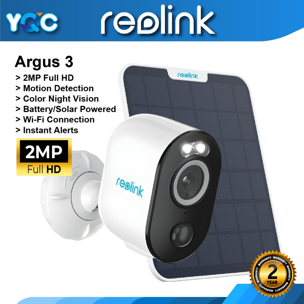 Reolink Argus 3 แบตเตอรี่กล้องกล้องกลางแจ้งพร้อม Motion Spotlight 1080P Full HD Night Vision 24M Msi