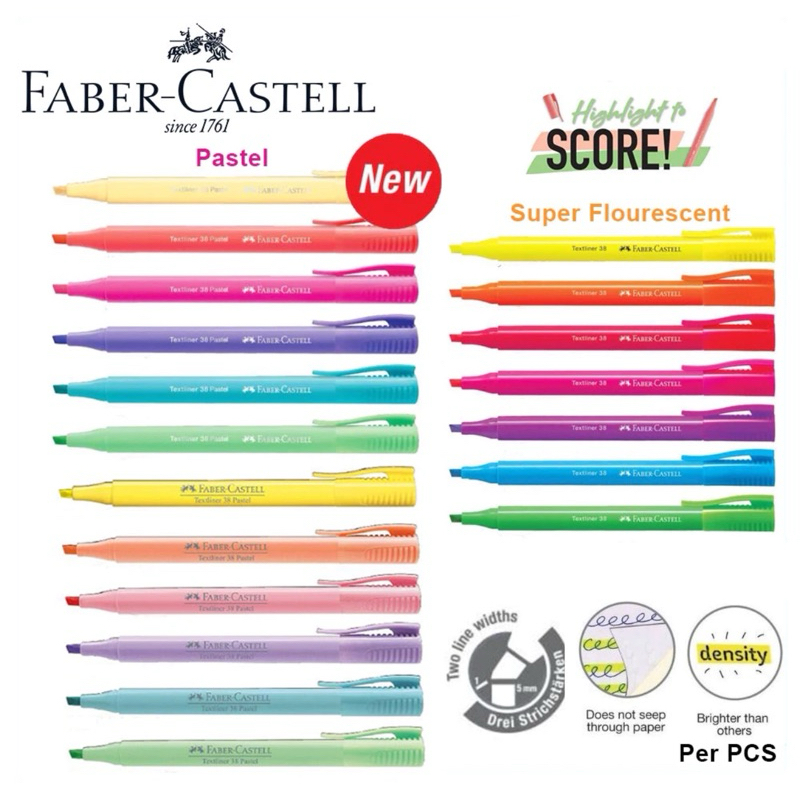 Faber-Castell Textliner 38 Hightlighter Pen - (1 ชิ้น) เรืองแสง / สีพาสเทล