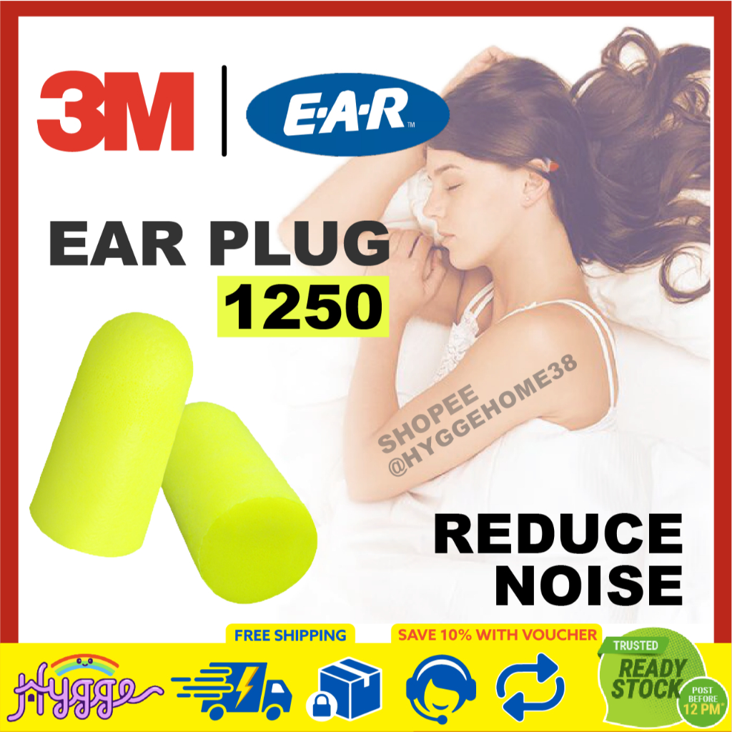 3M Earplug Anti Noise 1250 Earmuff ลดเสียงฉนวนกันความร้อนนํากลับมาใช้ใหม่กันน้ําโฟมหน่วยความจํานุ่ม