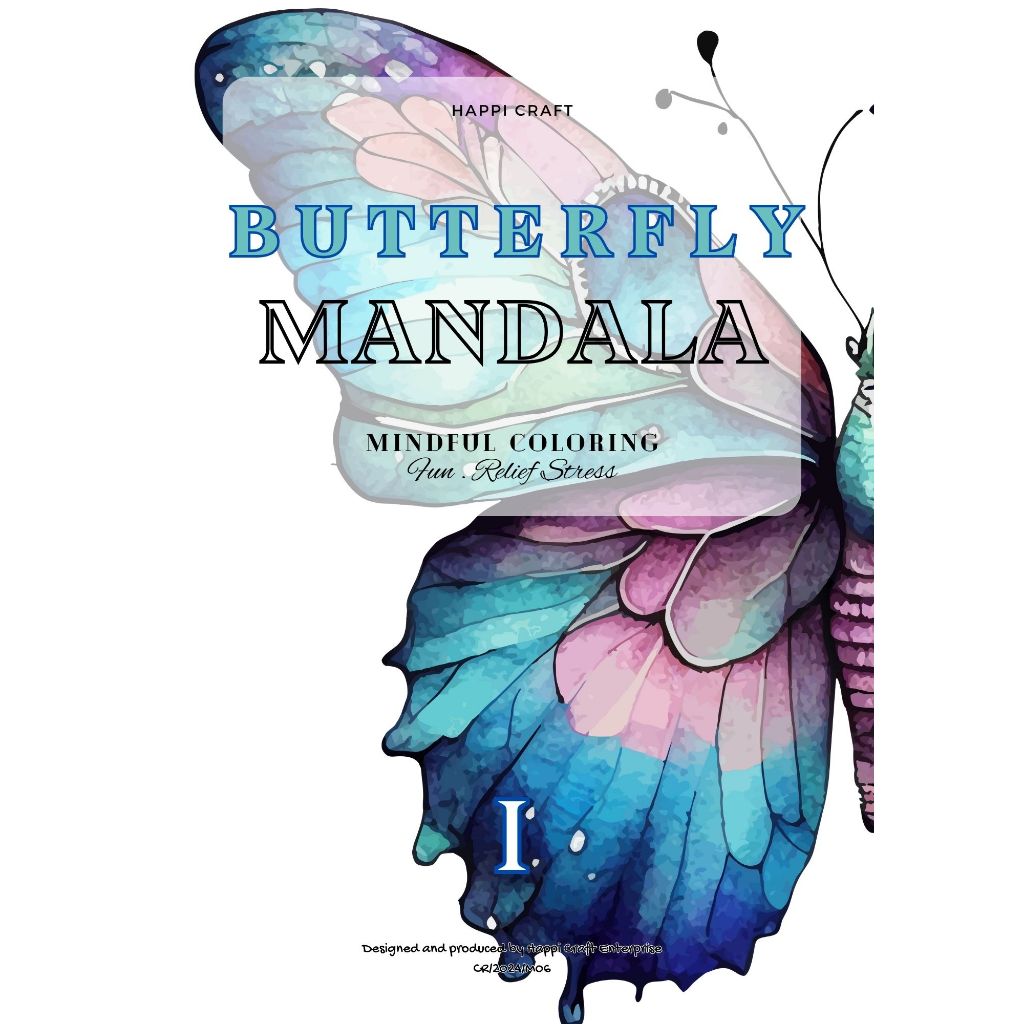 [Happi]15pg PDF Buku Mewarna พระราม-rama.I Mindful Butterfly Mandala Colouring Book อันรัสเซน 彩色书