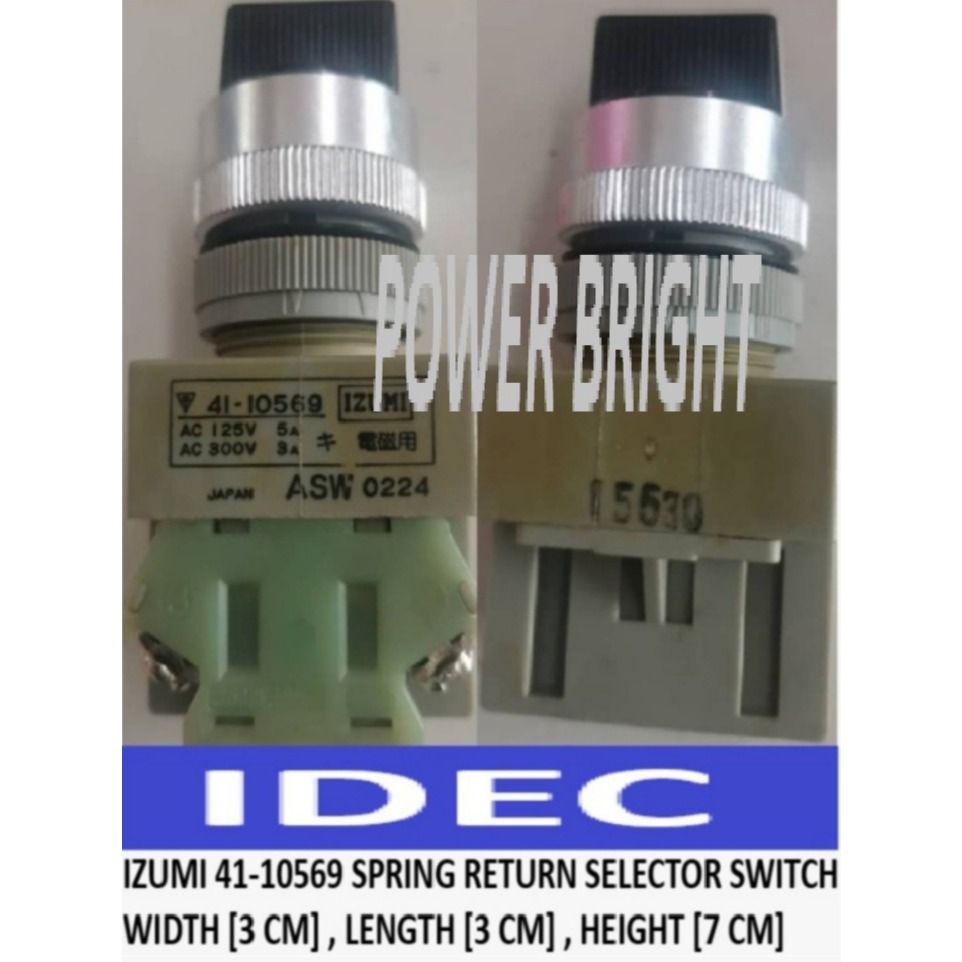 Idec IZUMI [41-10570,10569] SPRING RETURN SELECTOR , 41-10570 KEY SELECTOR SWITCH