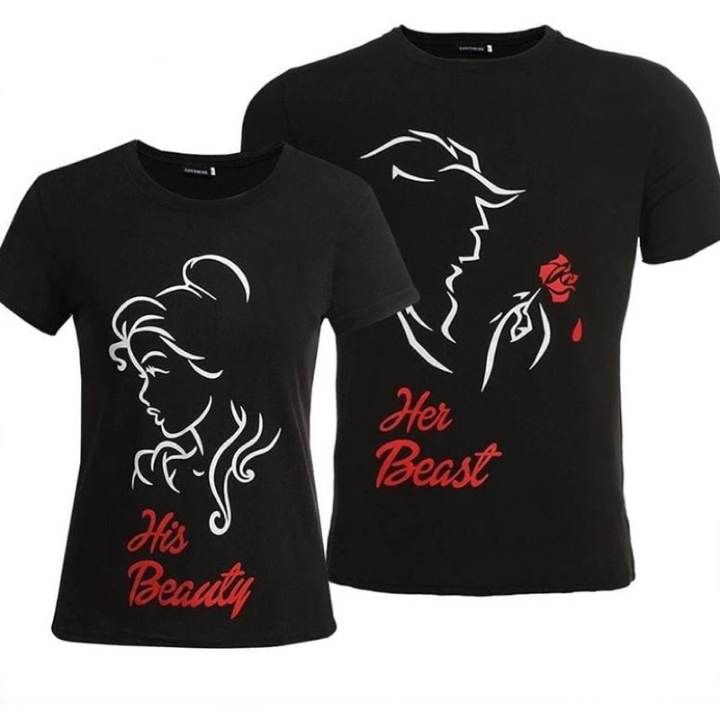 เสื้อยืด COUPLE HIS BEAUTY และ HER UNISEX ที่ดีที่สุด 100% COTTON PREMIUM QUALITY