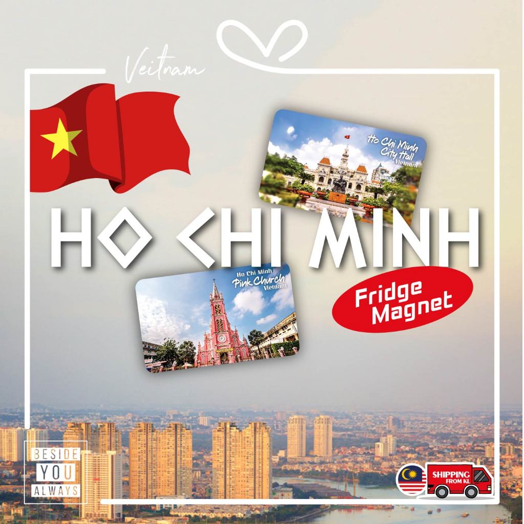 เวียดนาม Ho Chi Minh ของที่ระลึกแม่เหล็กติดตู้เย็น 9 ซม. x 5.5 ซม.