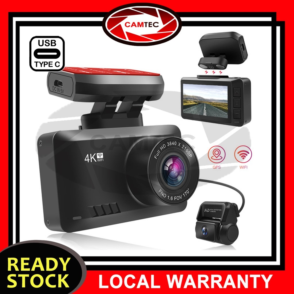 CamTec X5 Sony เลนส์รถ DVR 4K 2160P Full HD 4K 3.0 "GPS Wifi Dash กล้องเลนส์คู่กล้องด้านหลังWIFI Vid