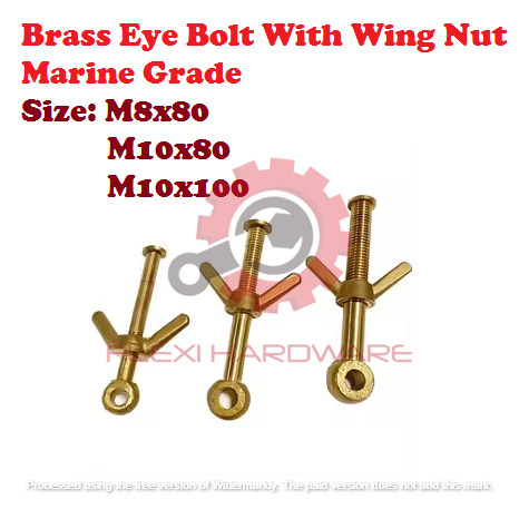 M8 / M10 Brass Eye Bolt ทองเหลือง Fish Eye สกรู Bolt พร้อม Wing Nut Dog Bolt
