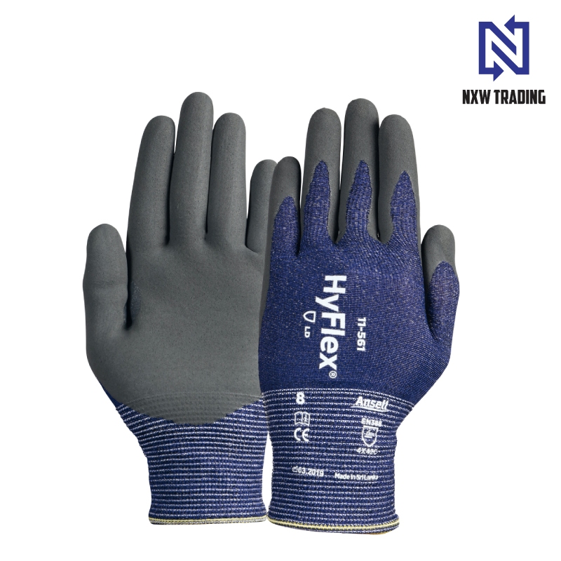 Ansell HYFLEX 11-561 ABRASION-RESISTANT NITRILE GLOVE [1 PAIR]